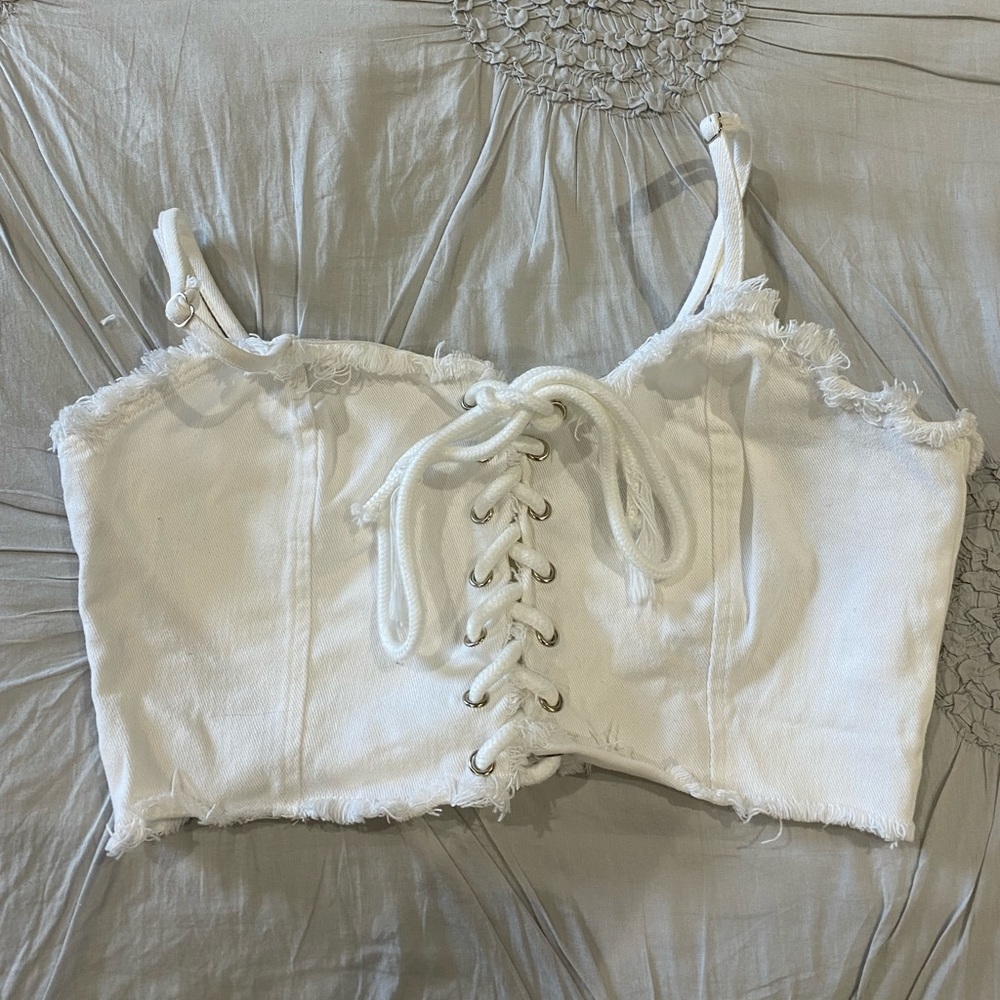 forever 21 white tie crop top